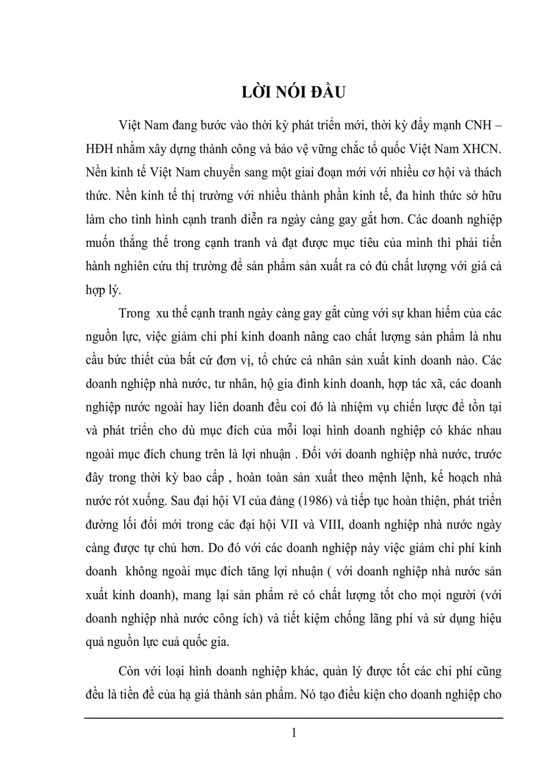 Luận văn một số biện pháp tiết kiệm chi phí và hạ giá sản phẩm