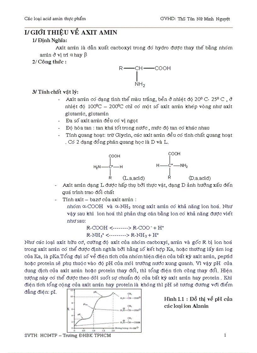 Các loại acid amin thực phẩm