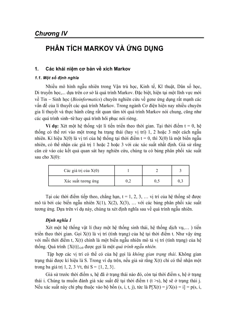 Phân thích MArkov và ứng dụng