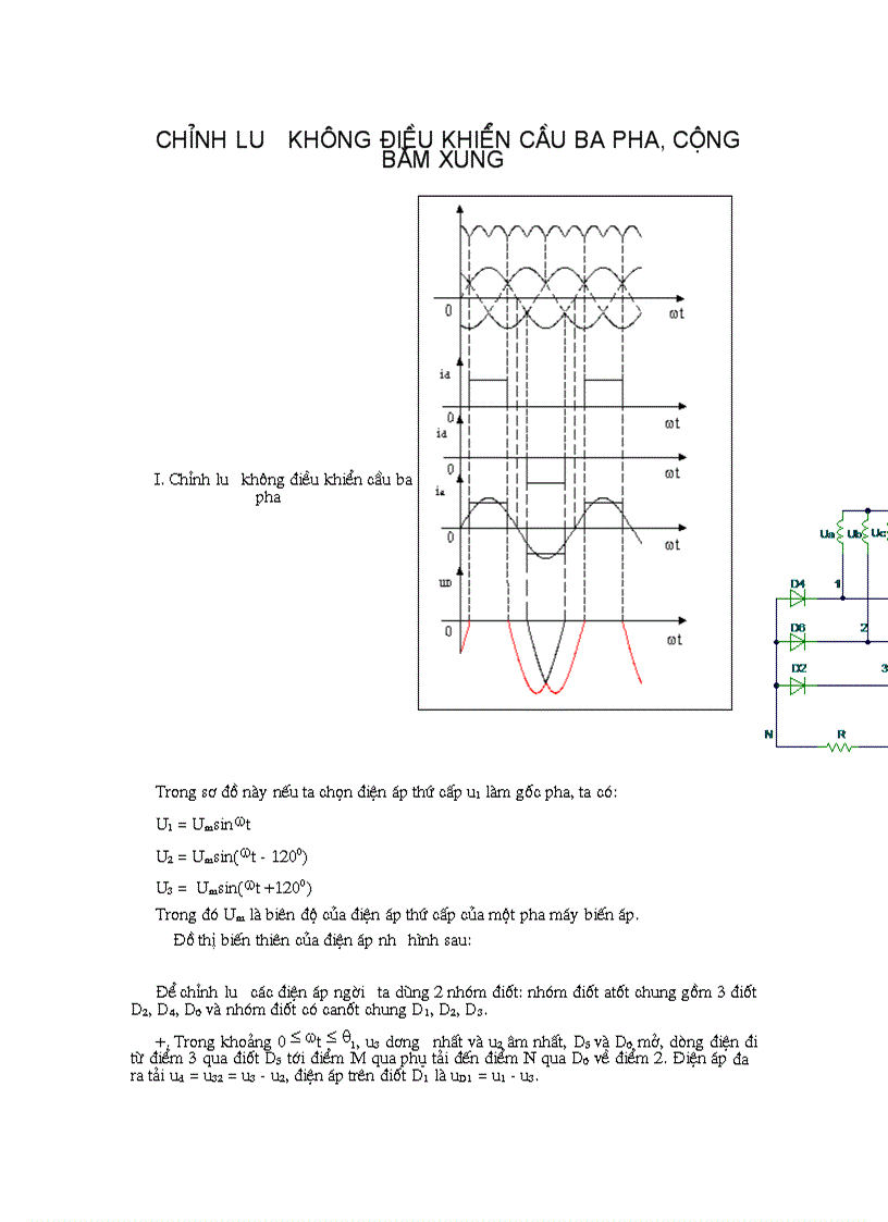 Chỉnh lưu không điều khiển cầu ba pha cộng băm xung