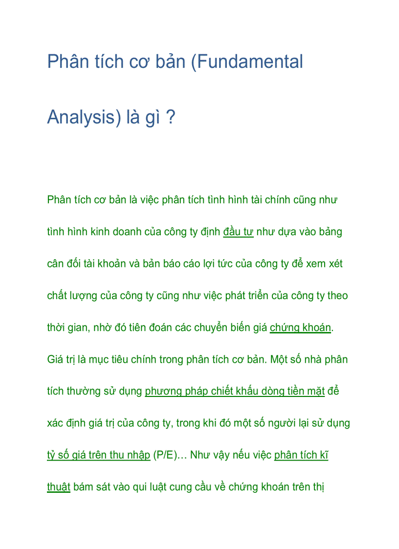 Phân tích cơ bản Fundamental Analysis là gì