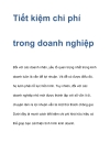 Tiết kiệm chi phí trong doanh nghiệp