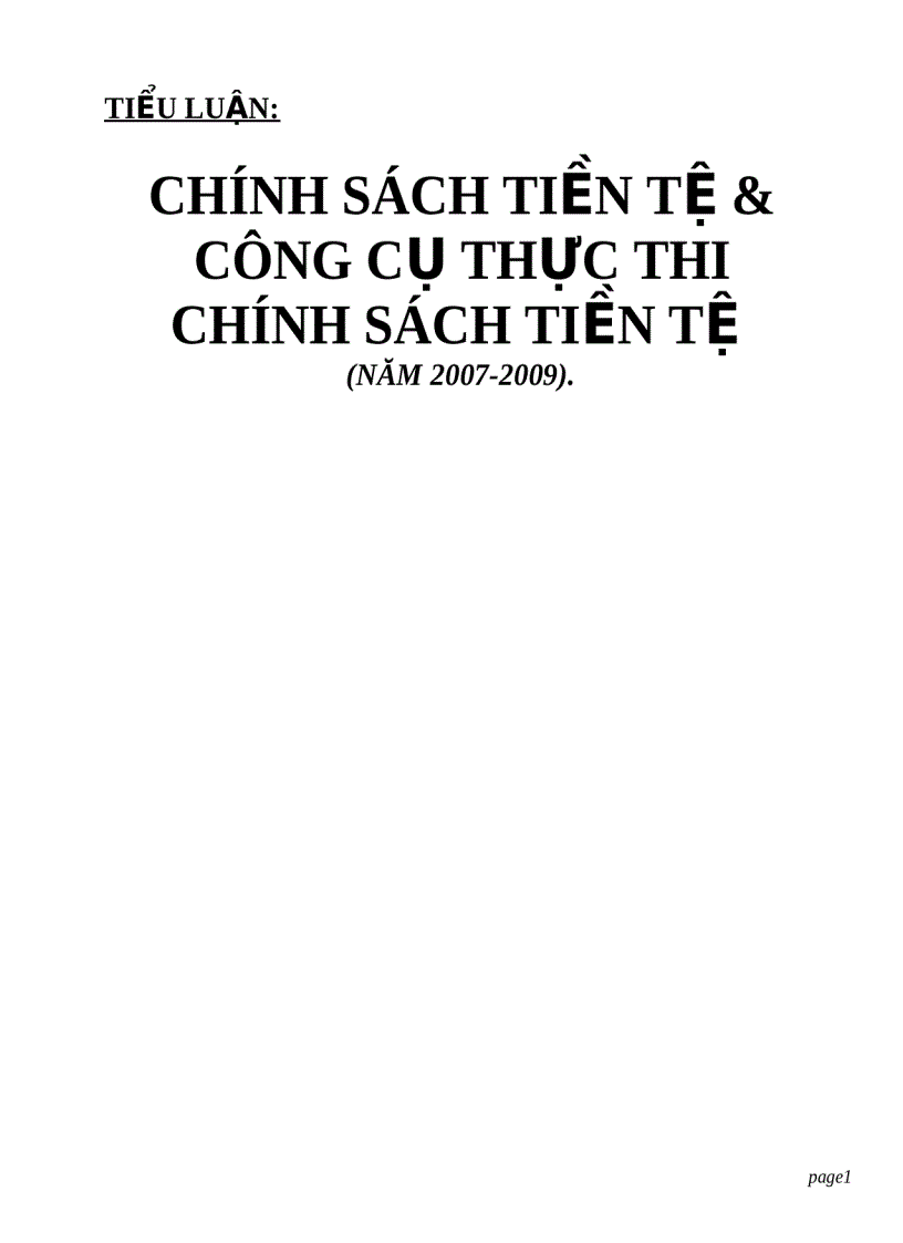 Chính sách tiền tệ công cụ thực thi chính sách tiền tệ