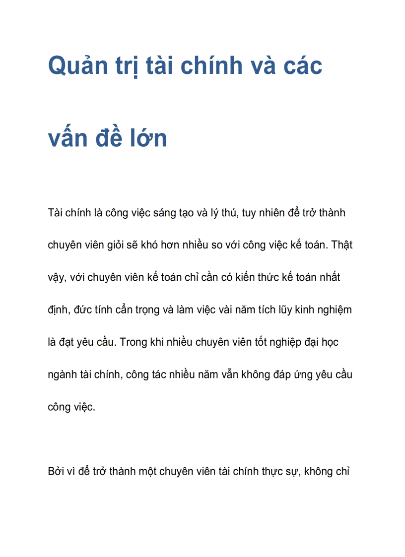 Quản trị tài chính và các vấn đề lớn 1