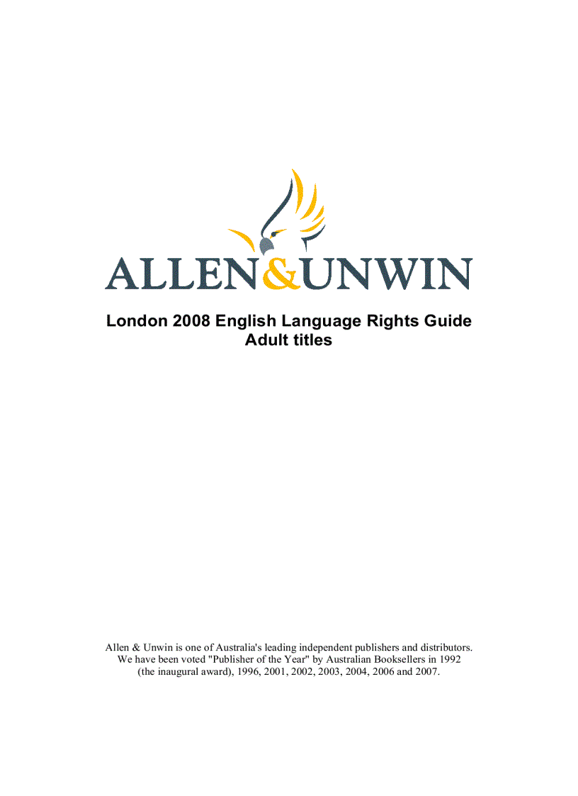 London 2008 English Language Rights Guide Adult titles