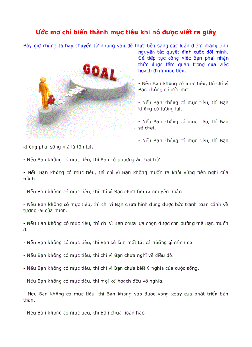 Ước mơ chỉ biến thành mục tiêu khi nó được viết ra giấy