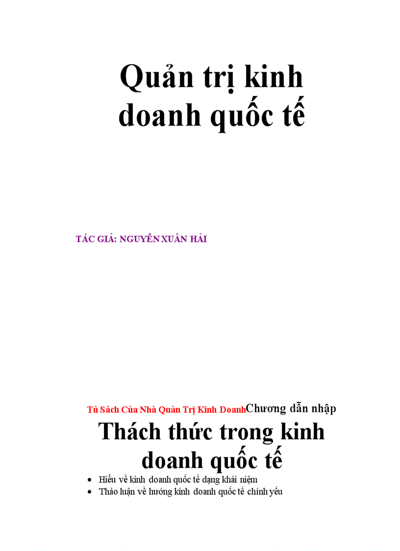 Quản trị kinh doanh quốc tế