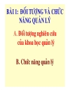 Đối tượng và chức nang quản lý