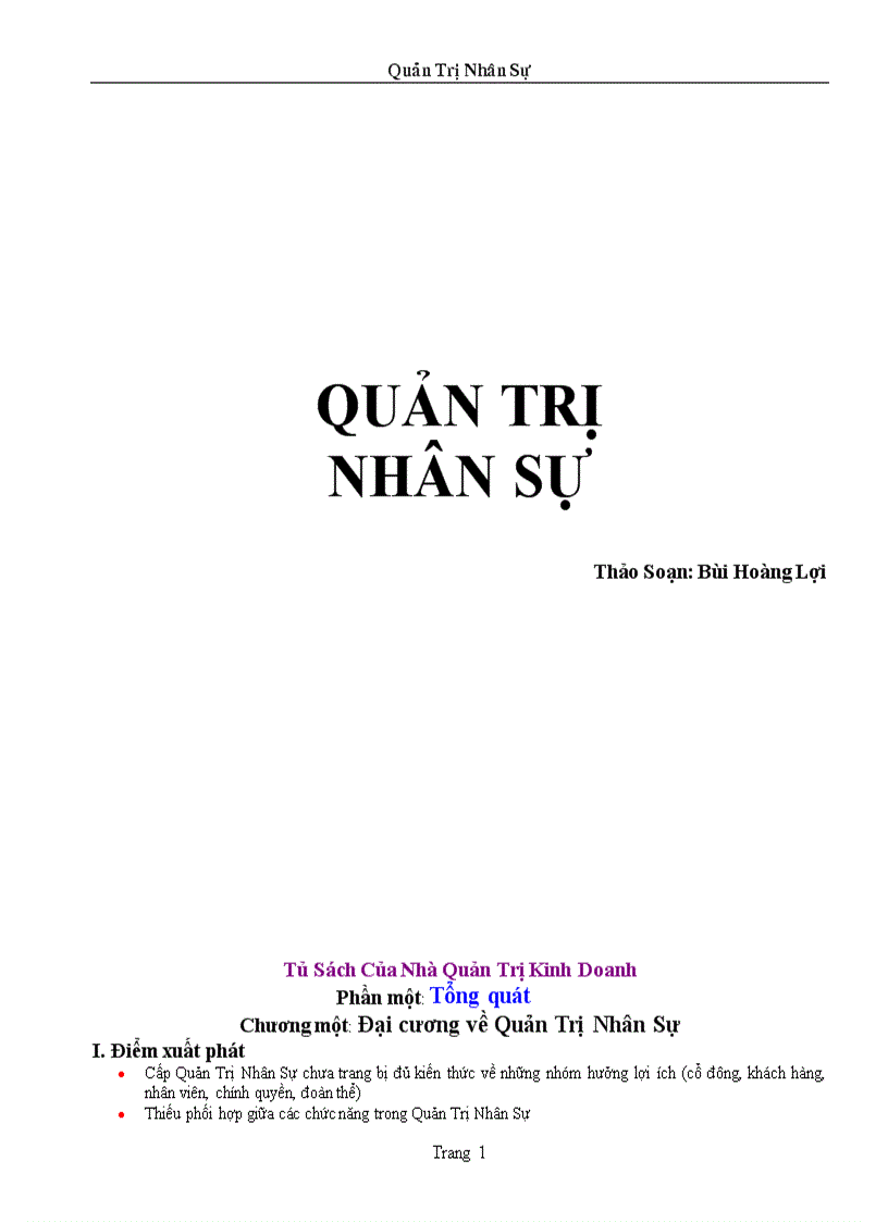 Bài giảng về quản trị nhân sự