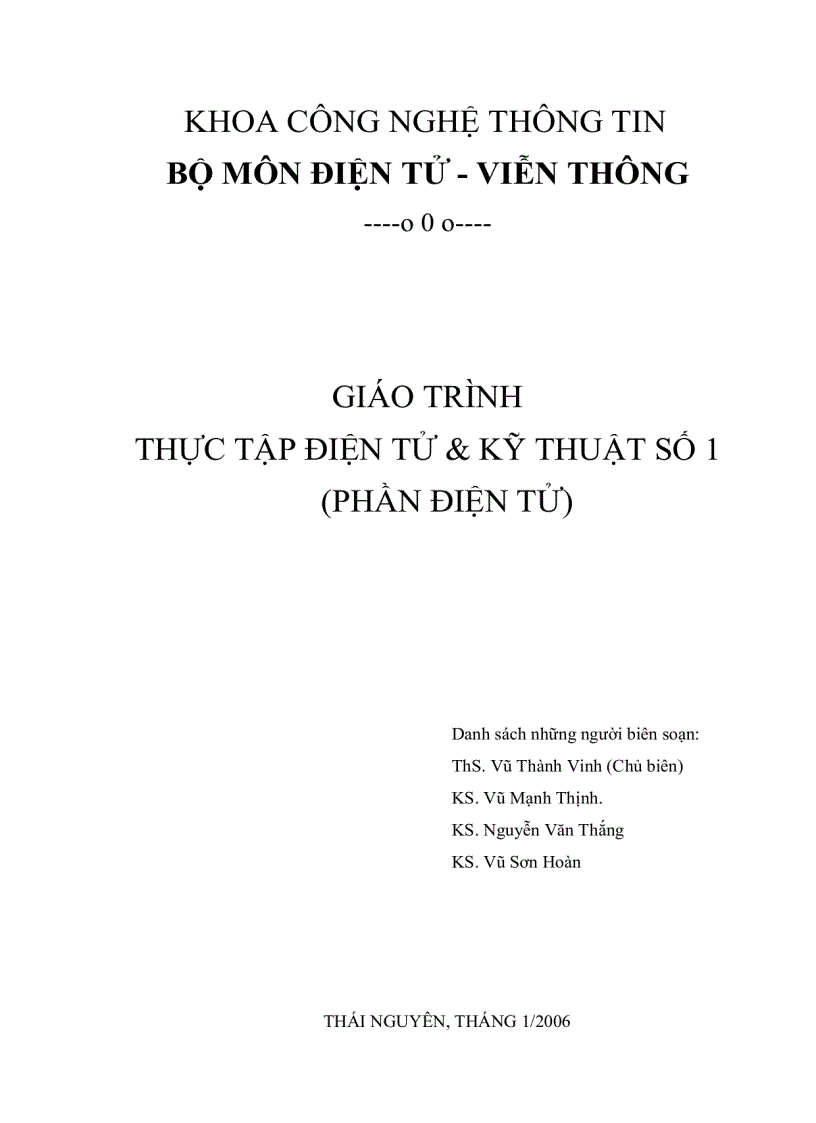 Giáo trình thực tập điện tử kỹ thuật số 1 phần điện tử