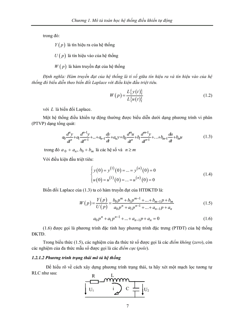 Mô tả toán học hệ thống điều khiển tự động 2