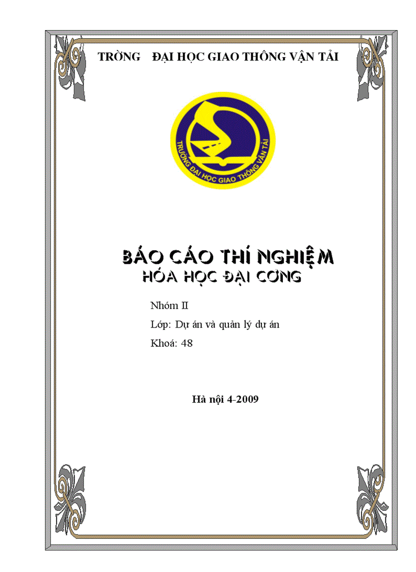 Báo cáo thí nghiệm hóa học đại cương khoa công trình ĐH giao thông