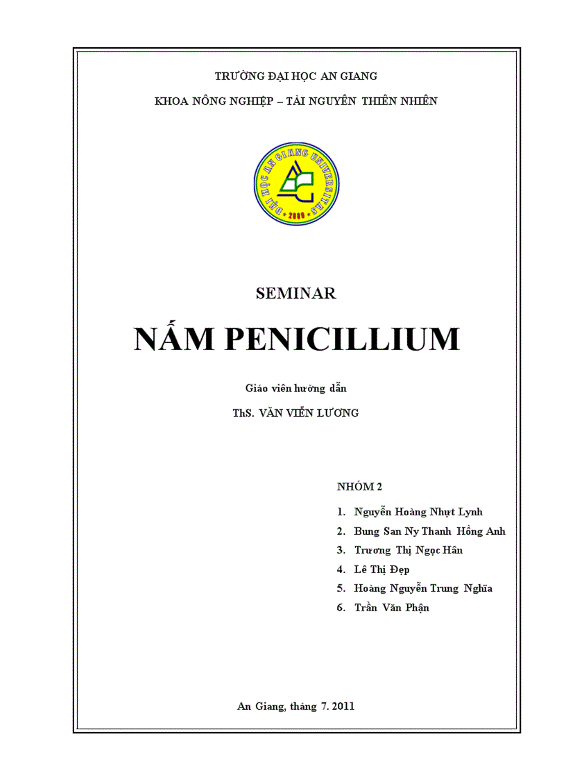 Seminar nấm penicillium