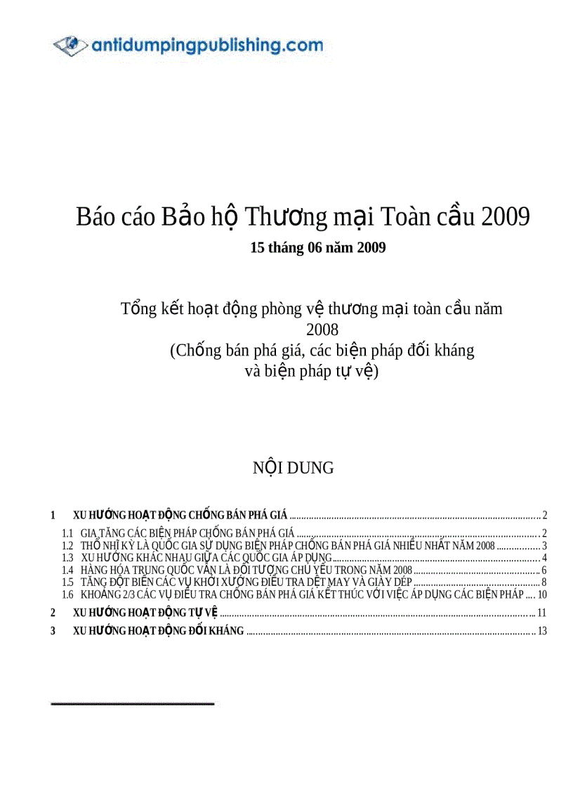 Tổng kết hoạt động phòng vệ thương mại toàn cầu năm 2008