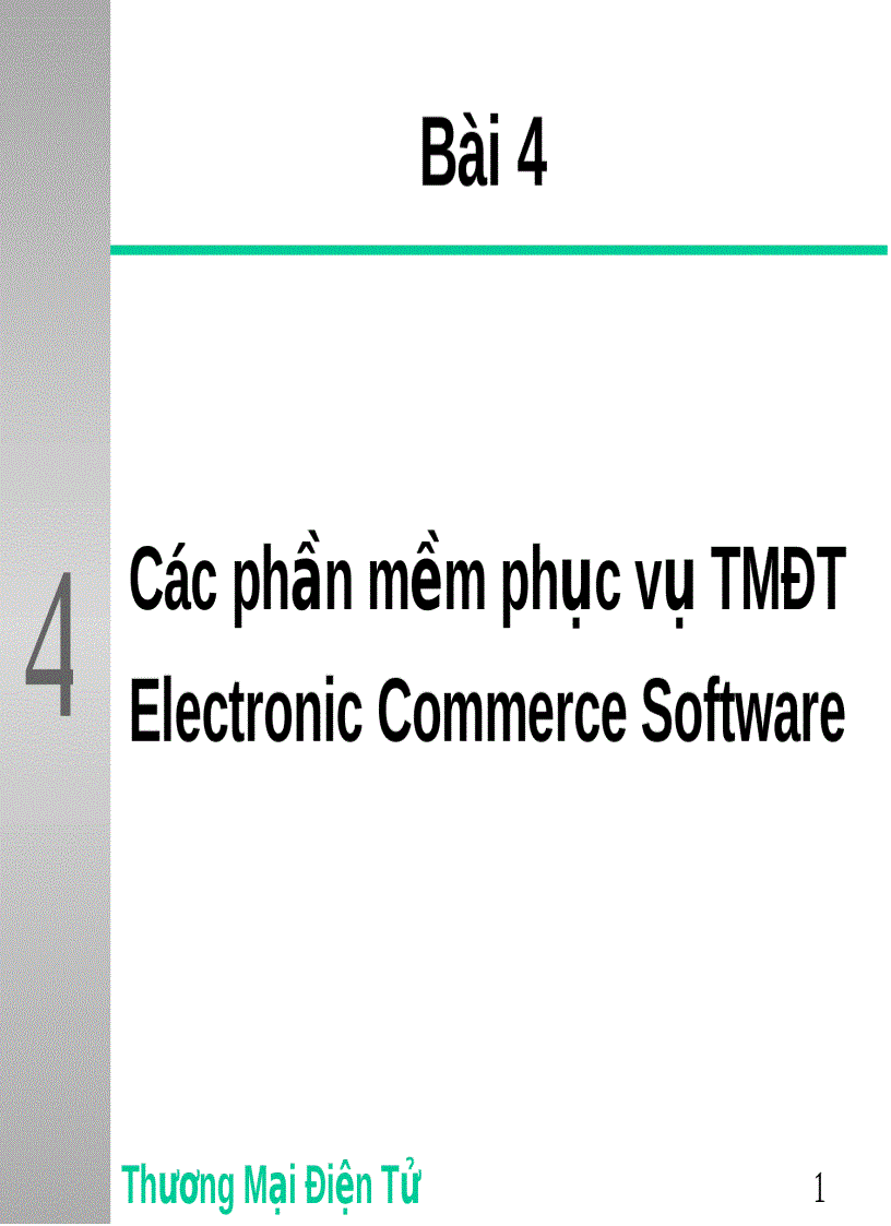 Các phần mềm phục vụ TMĐT Electronic Commerce Software