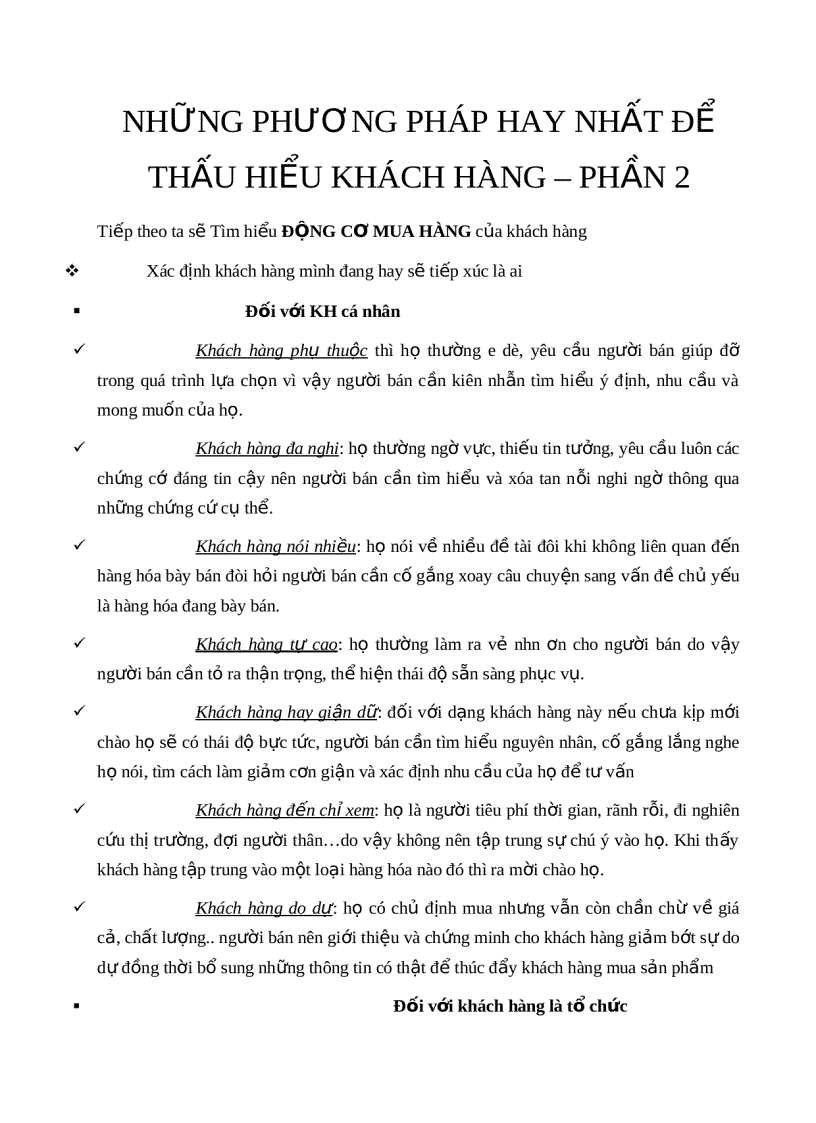 Những phương pháp hay nhât để thấu hiểu khách hàng 1