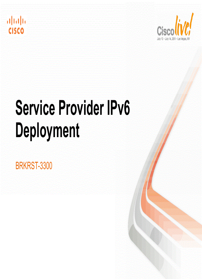 Service Provider IPv6 Deployment