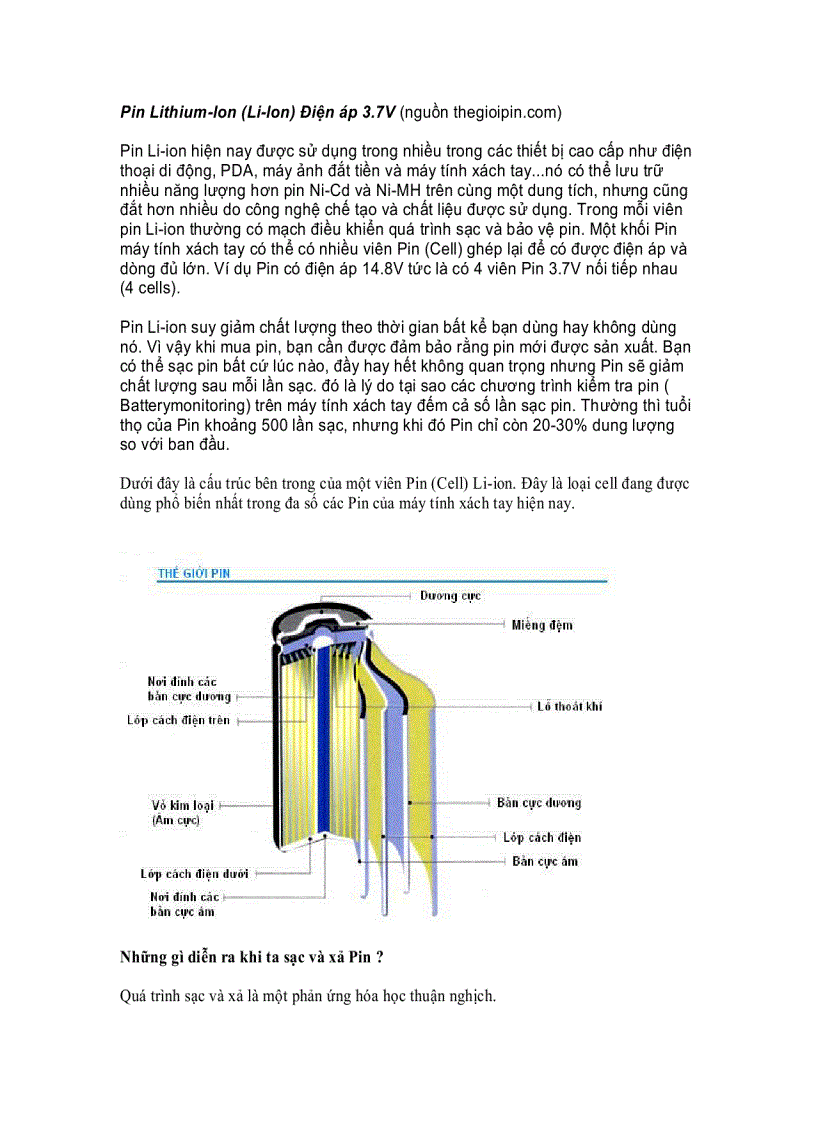 Cơ bản về Pin Lithium lon Li lon