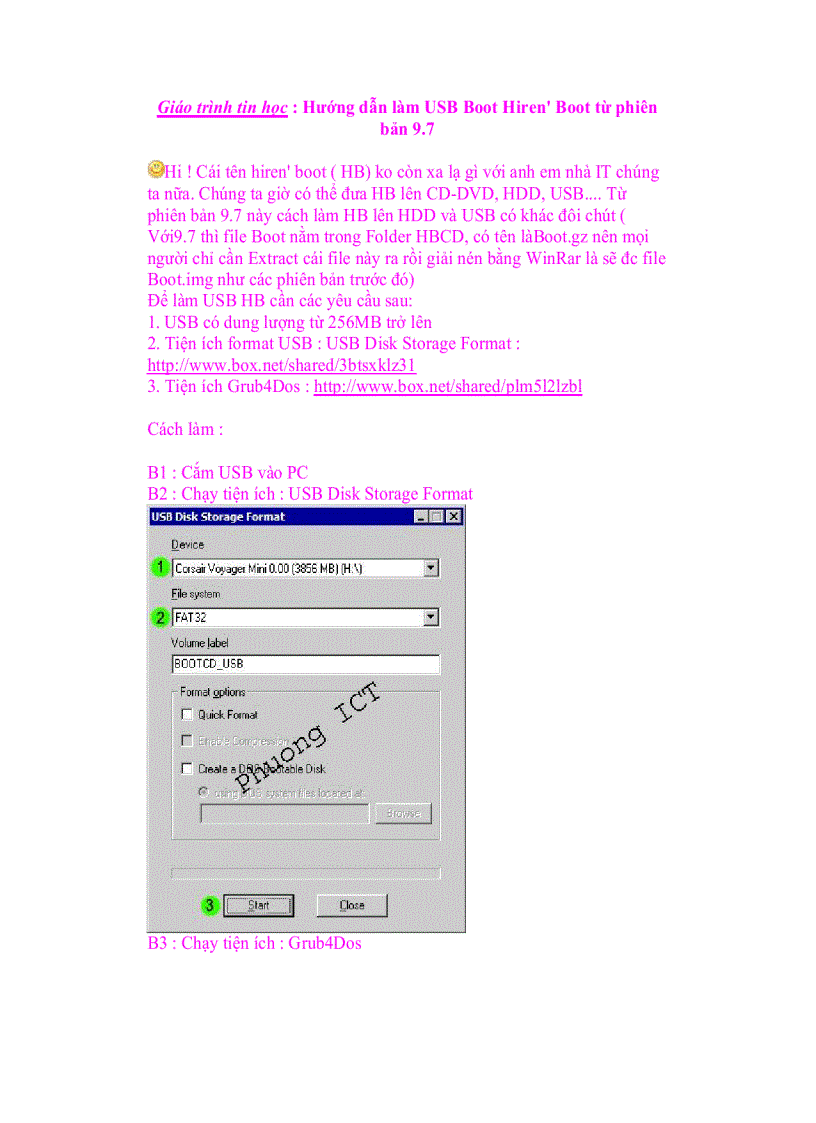 Giáo trình tin học Hướng dẫn làm USB Boot Hiren Boot từ phiên bản 9 7