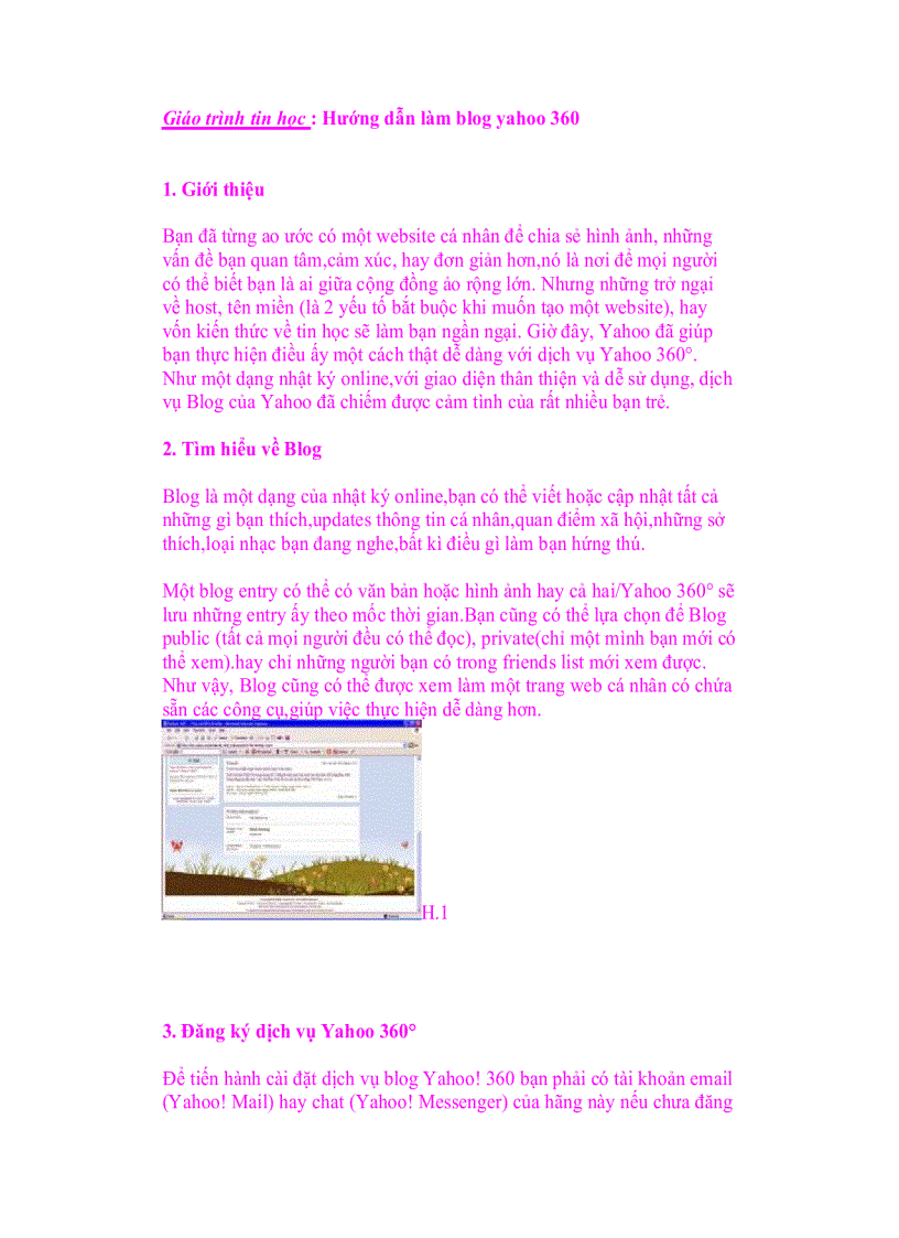 Giáo trình tin học Hướng dẫn làm blog yahoo 360