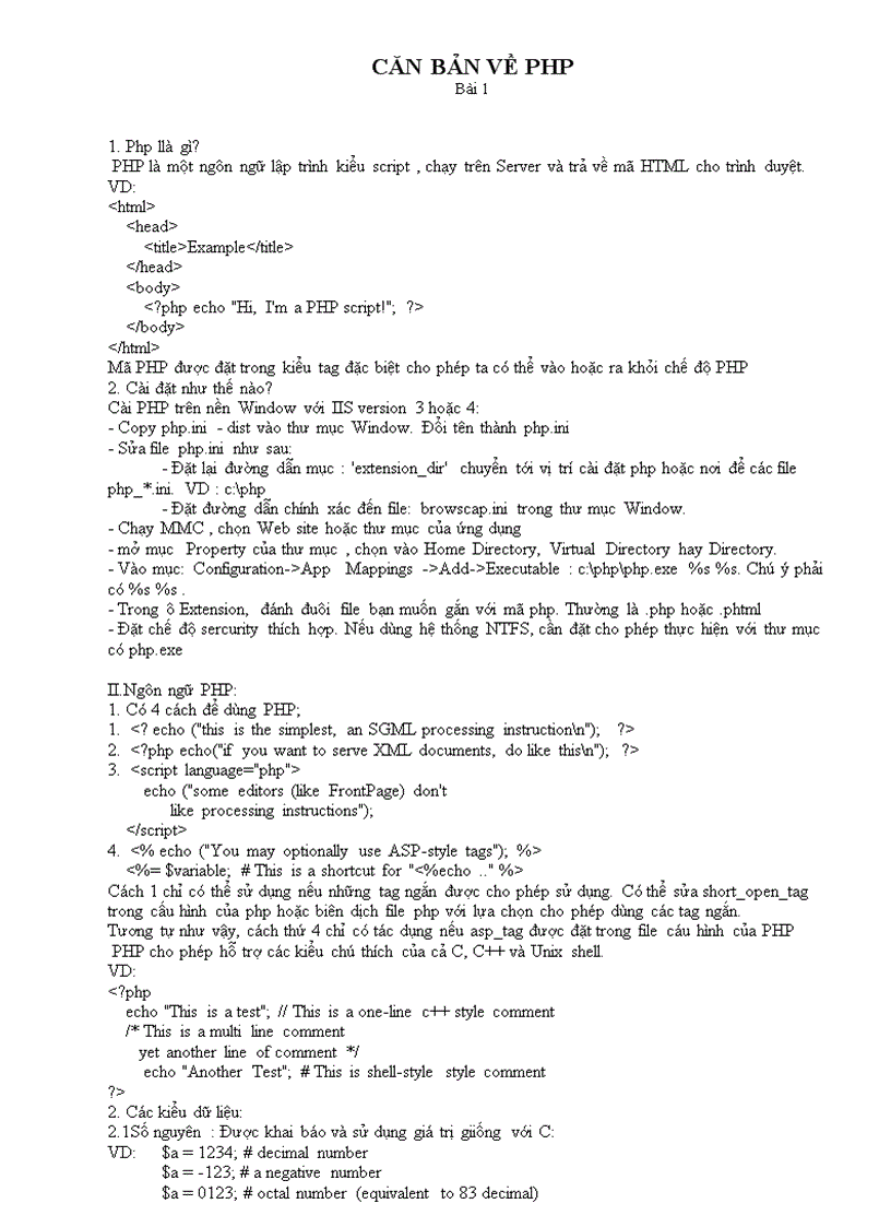 Căn bản về php