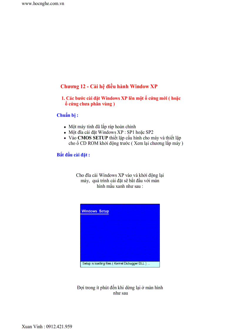 Cài hệ điều hành Window XP