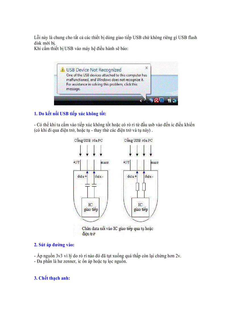 Lỗi USB Device Not Recognized