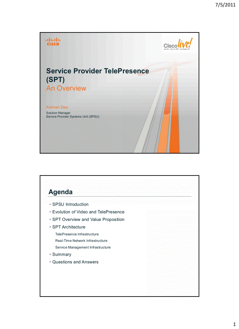 Service Provider TelePresence SPT