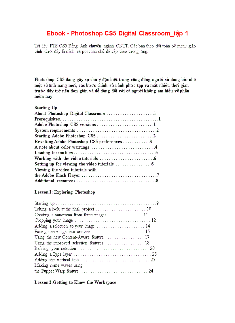 Ebook Photoshop CS5 Digital Classroom tập 1