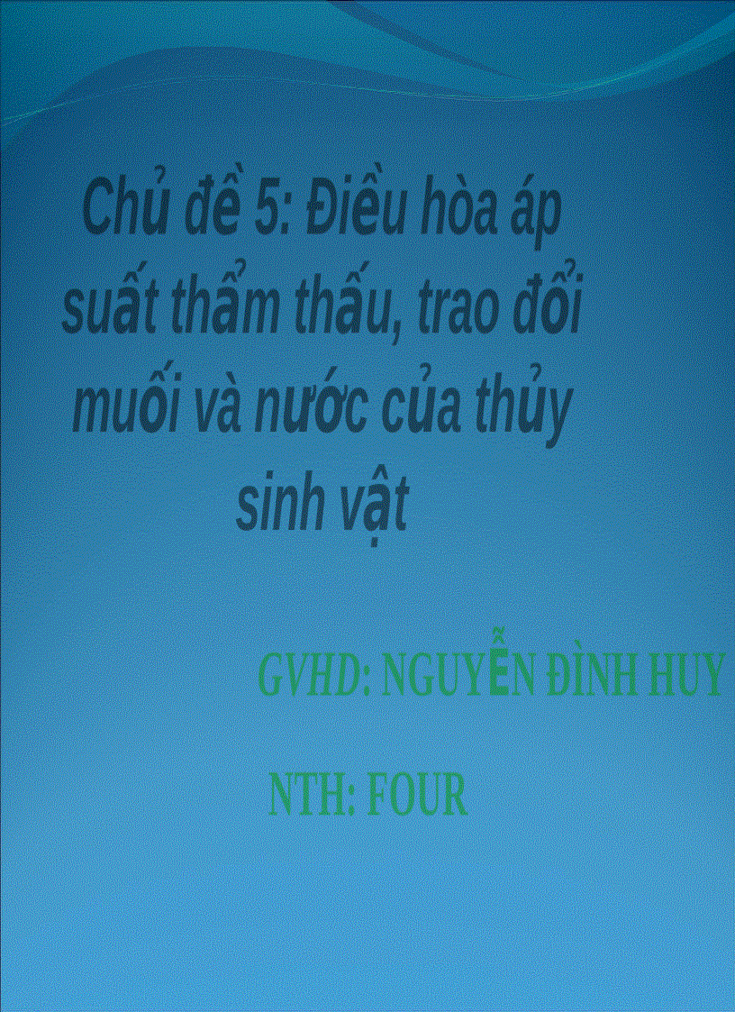 Điều hòa áp suất thẩm thấu trao đổi muối và nước của thủy sinh vật