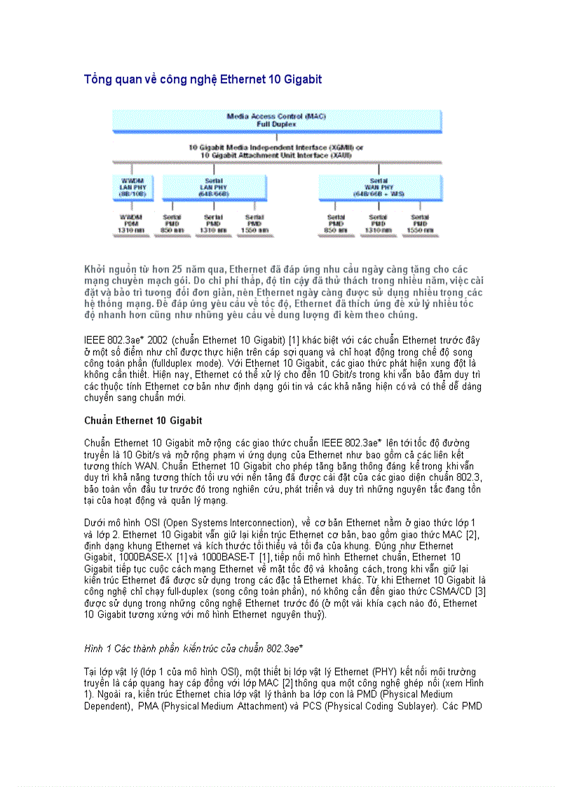 Chuẩn Ethernet 10 Gigabit