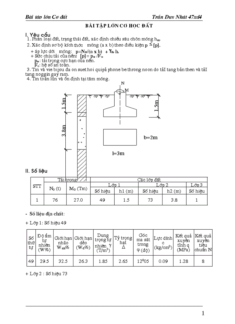 Bài tập lớn cơ học đất K475 Đh Xây Dựng