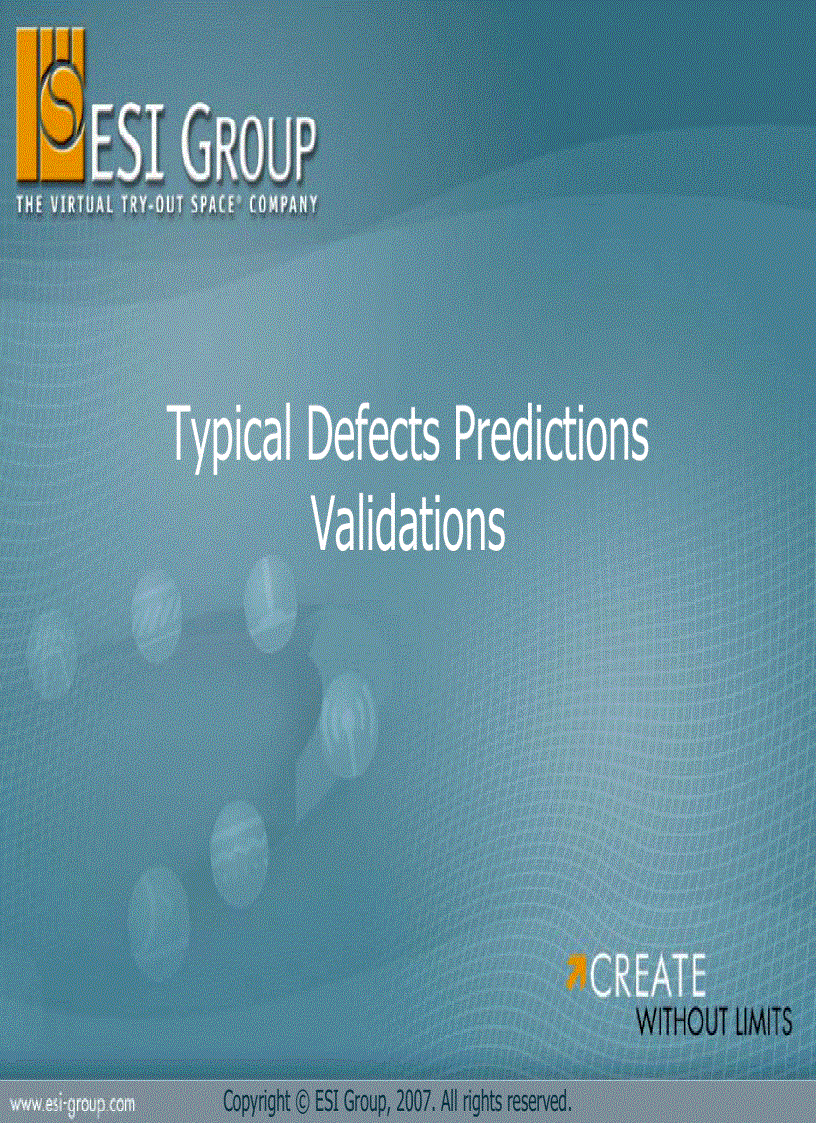 ProCast Typical Defects Predictions Validations