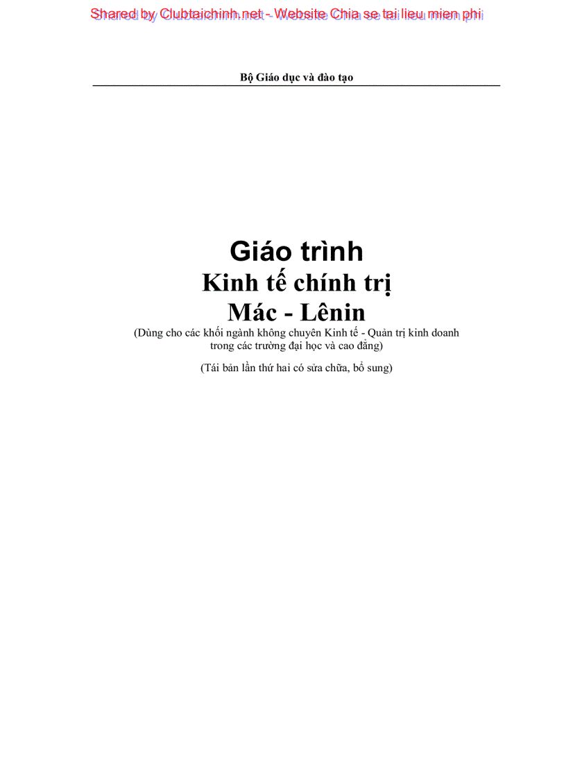 Giáo trình kinh tế chính trị mác lênin ebook