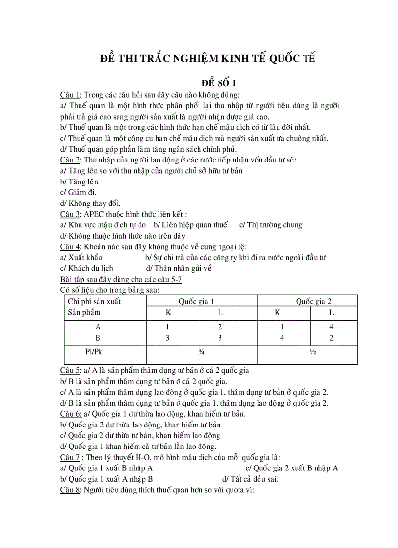 Đề thi kinh tế học quốc tế ĐHQGTPHCM