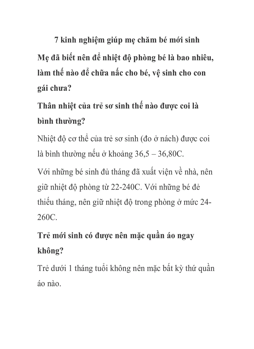 7 kinh nghiệm giúp mẹ chăm bé mới sinh