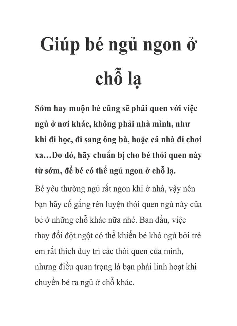 Giúp bé ngủ ngon ở chỗ lạ