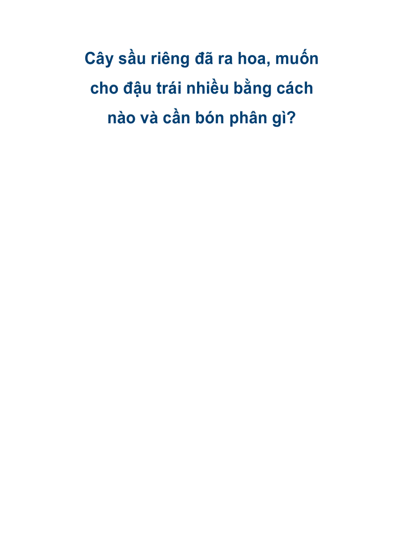 Cách làm sầu riêng đã ra hoa cho đậu trái nhiều