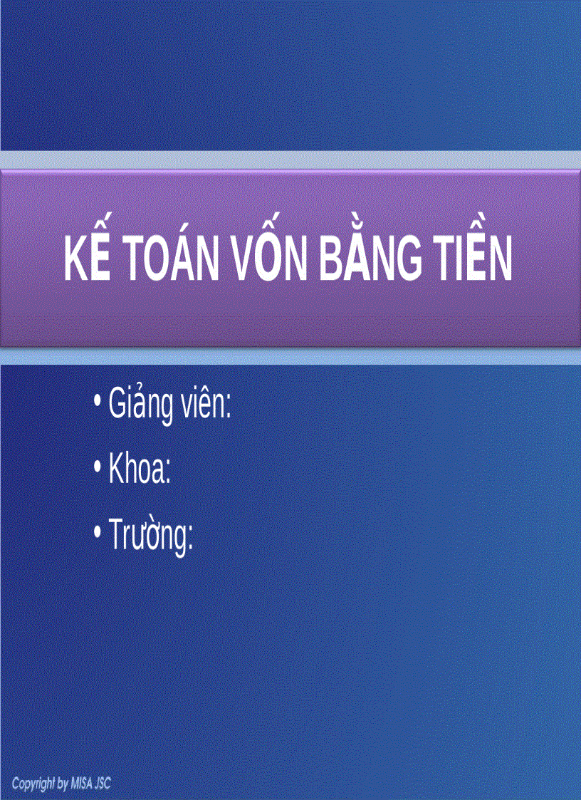 Kế toán vốn bằng tiền