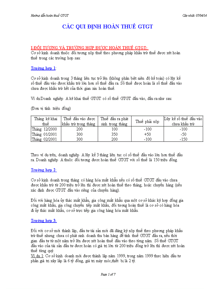 Các qui định hoàn thuế gtgt 1