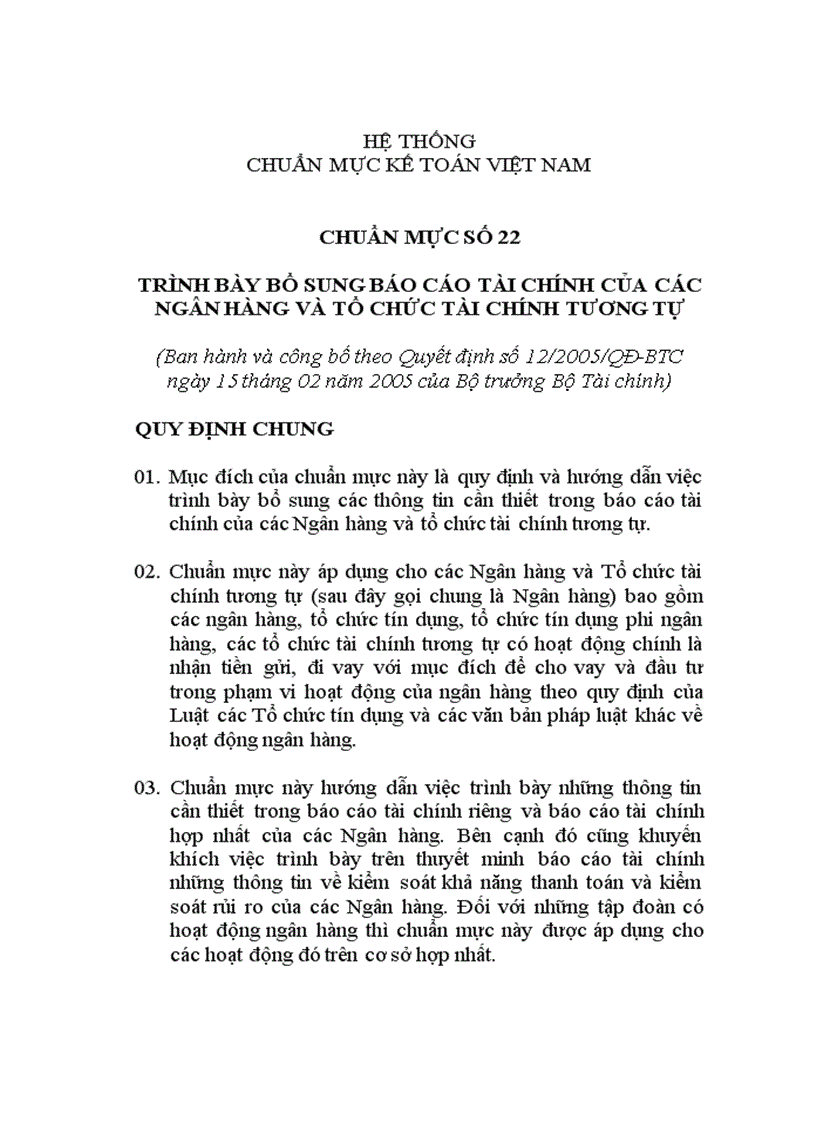 Trình bày bổ sung báo cáo tài chính của các ngân hàng và tổ chức tài chính tương tự