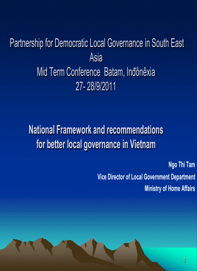 National Framework and recommendations for better local governance in Vietnam