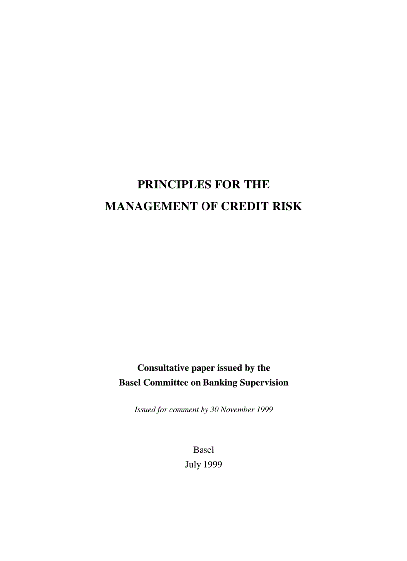 Principles for the management of credit risk