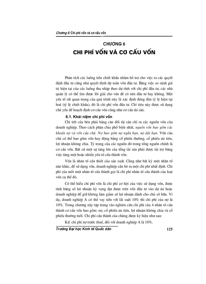 Chi phí vốn và cơ cấu vốn