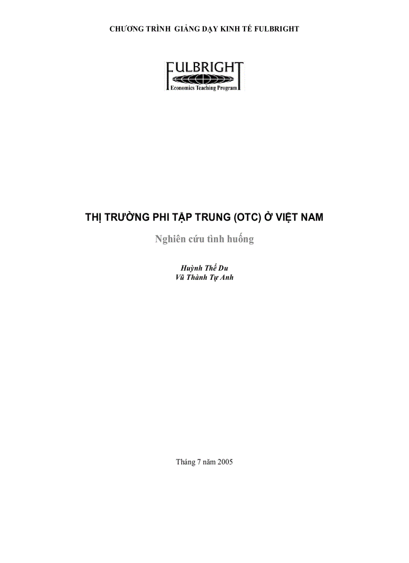 Chương trình giảng dạy kinh tế fulbright thị trường phi tập trung otc ở việt nam