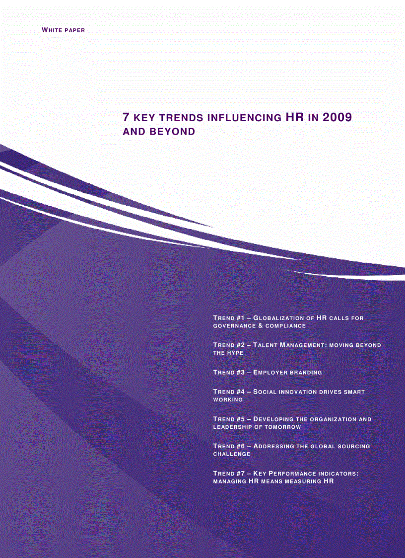 7 key trends influencing hr in 2009 and beyond