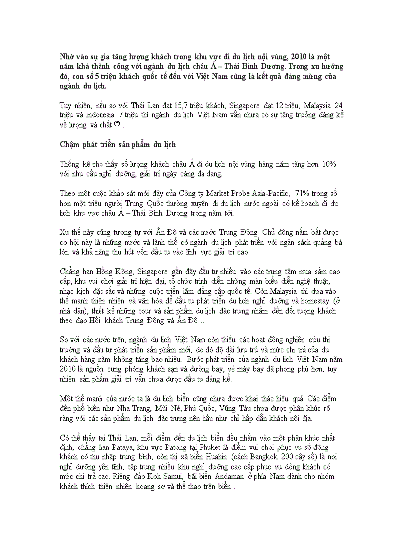 Học làm du lịch Tăng trưởng nhưng chậm