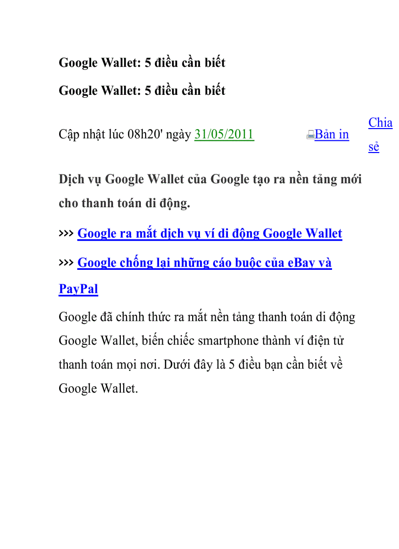 Google Wallet 5 điều cần biết
