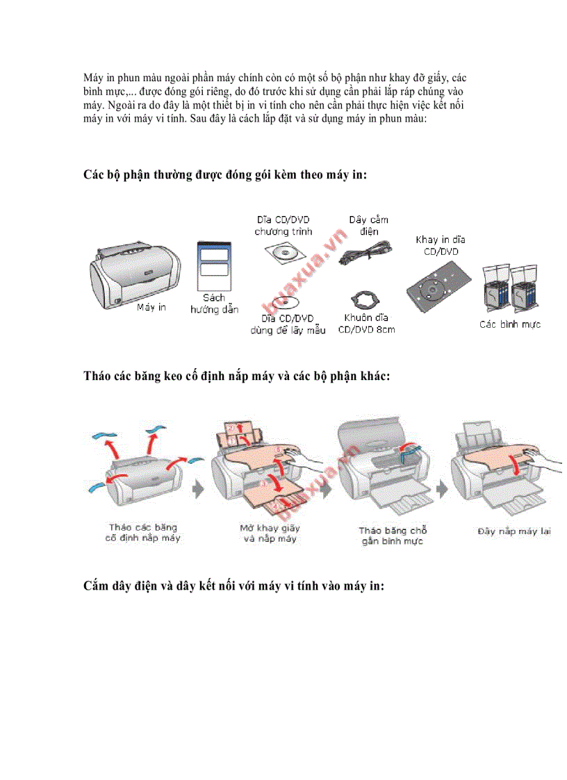 Cách lắp đặt và sử dụng máy in phun màu vi tính