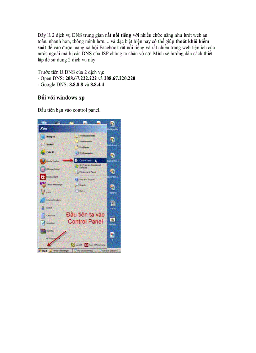 Hướng dẫn sử dụng Open DNS và Google DNS